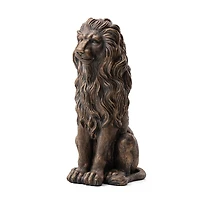 Glitzhome® 2ft. Oversized Bronze Sitting Lion Garden Statue
