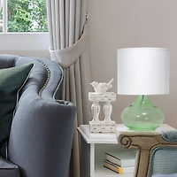 Simple Designs Green & White Glass Raindrop Table Lamp