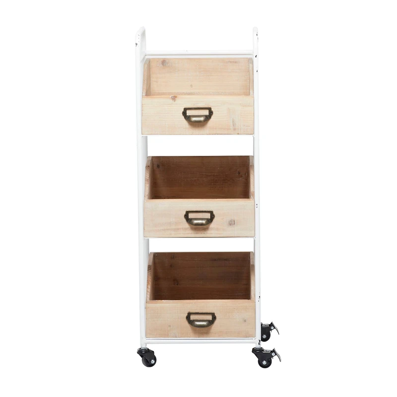 Brown Fir Industrial Storage Cart, 36" x 13" x 12"