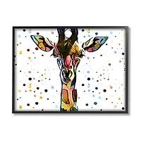 Stupell Industries Modern Giraffe Portrait Abstract Kids' Polka Dot Pattern Framed Wall Art