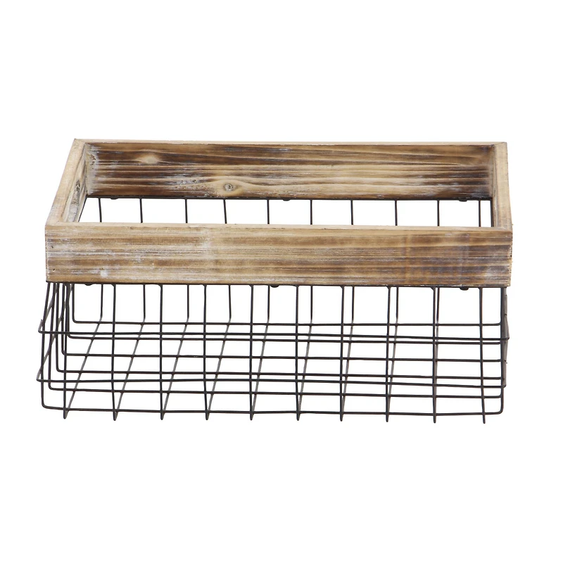 Black Metal Farmhouse Storage Basket Set