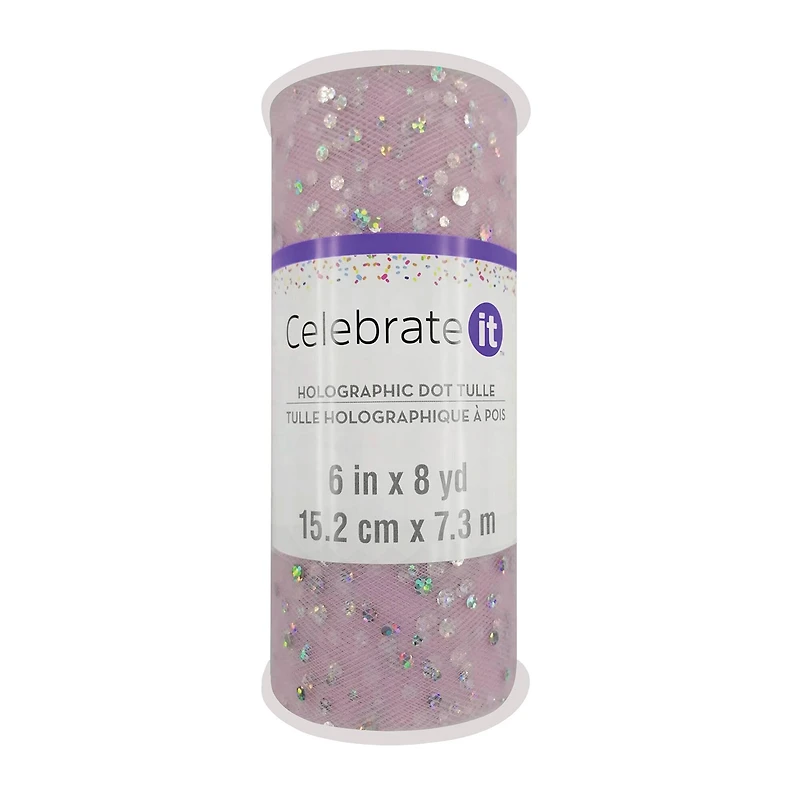 6" x 8yd. Pink Holographic Sequins Tulle by Celebrate It™