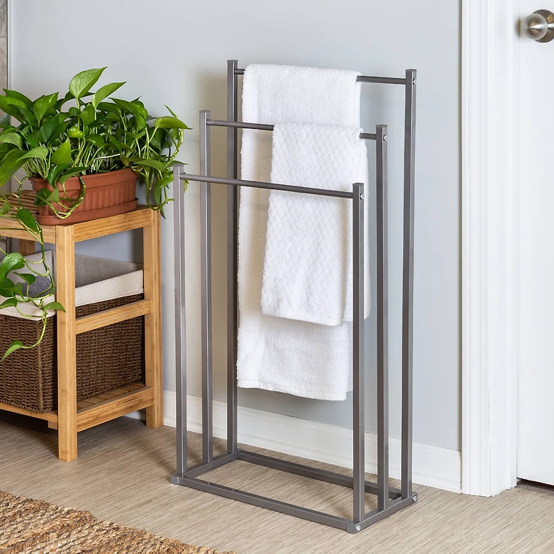 Honey Can Do Gray 3-Tier Towel Rack
