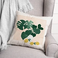 Monstera and Lemons 18" x 18" Indoor / Outdoor Pillow
