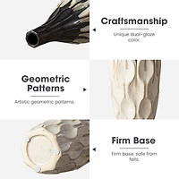 Glitzhome® Geometric Two-Tone Faceted Ceramic Modern Vase Set