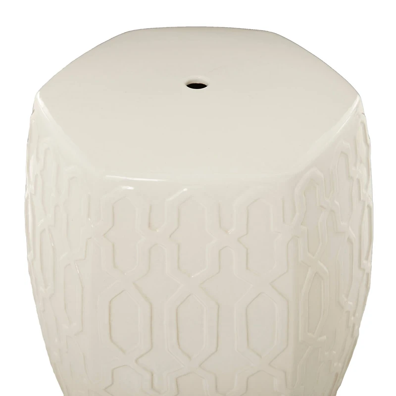 Cream Ceramic Contemporary Accent Table, 19" x 13" x 14"
