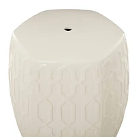 Cream Ceramic Contemporary Accent Table, 19" x 13" x 14"