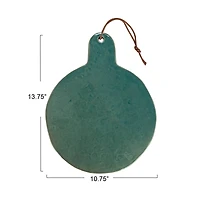 Hello Honey® 13.75" Aqua Round Stoneware Cheese Board with Leather Tie