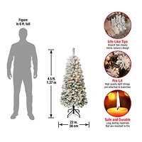 4.5ft. Pre-Lit Acacia Medium Flocked Artificial Christmas Tree, Clear Lights