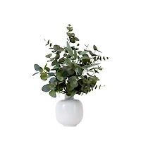 24" Artificial Green Eucalyptus Leaves Arrangement with Ceramic Planter