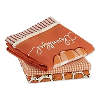 DII® Thankful Check Pumpkin Dishtowel Set