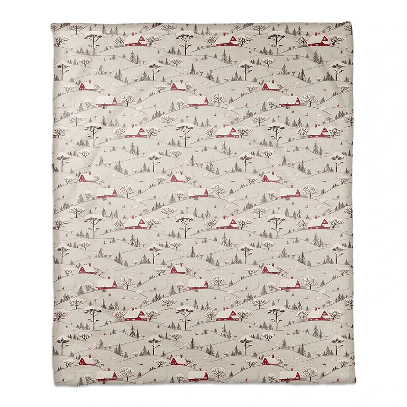 Snowy Village 50x60 Coral Fleece Blanket