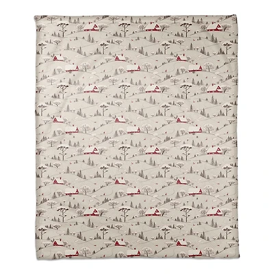 Snowy Village 50x60 Coral Fleece Blanket