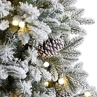 7.5ft. Pre-Lit Flocked Alaskan Artificial Christmas Tree, White LED Lights