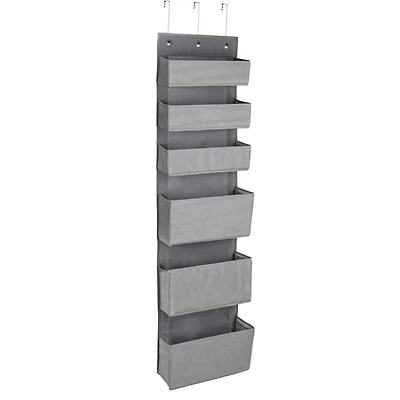 Household Essentials 6-Pocket Over the Door Gray Pocket Organizer