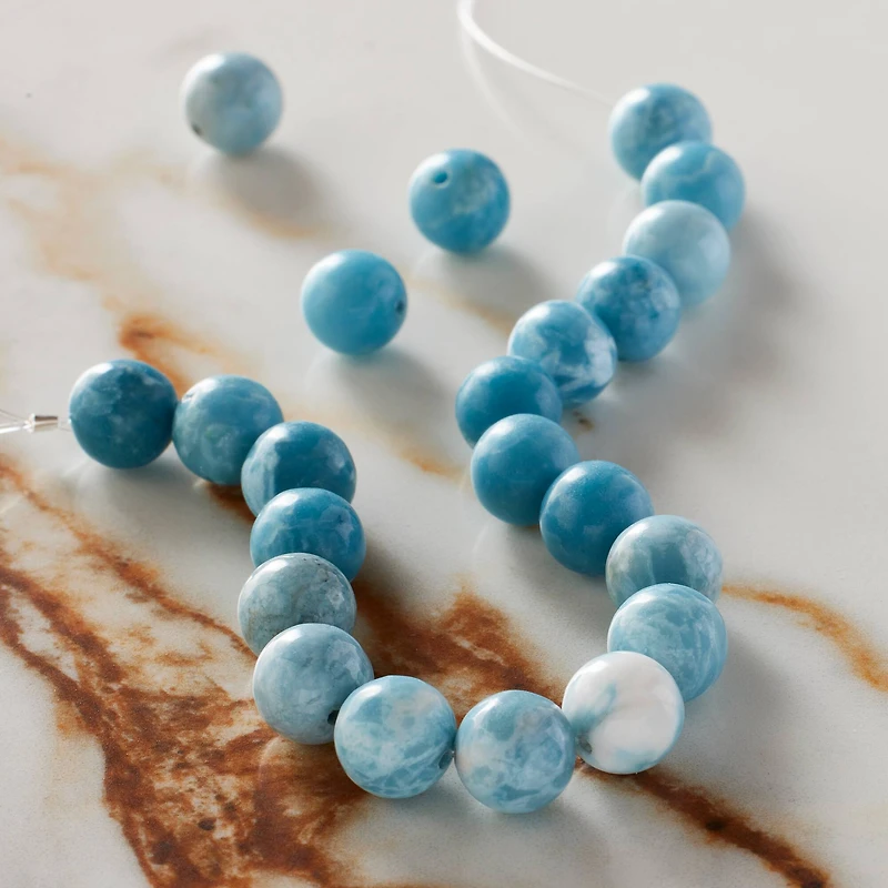 Reconstituted Larimar Round Beads, 7.5mm by Bead Landing™