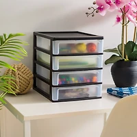 IRIS Black 4-Drawer Desktop Storage Unit