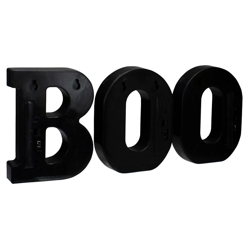 6.5" Lighted Black & Gold BOO Halloween Marquee Sign