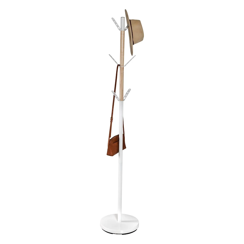Honey Can Do 70" White Modern Standing Coat Rack