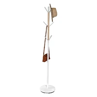 Honey Can Do 70" White Modern Standing Coat Rack