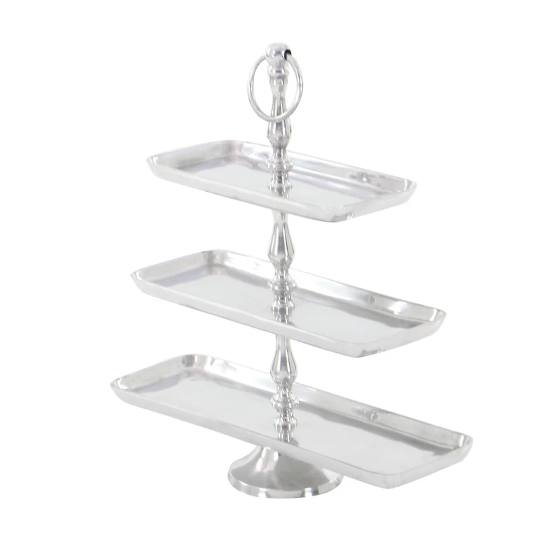 The Novogratz 19" Silver Aluminum 3-Tier Tray Stand