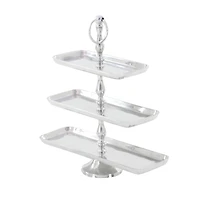 The Novogratz 19" Silver Aluminum 3-Tier Tray Stand