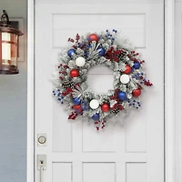 24" Adorned Flocked Wreath