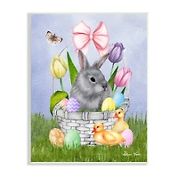Stupell Industries Pastel Bunny Rabbit Basket Easter Egg Baby Chicks Wall Plaque Art