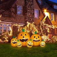 Glitzhome® 8ft. Lighted Inflatable Jack-O-Lantern Pumpkins Décor
