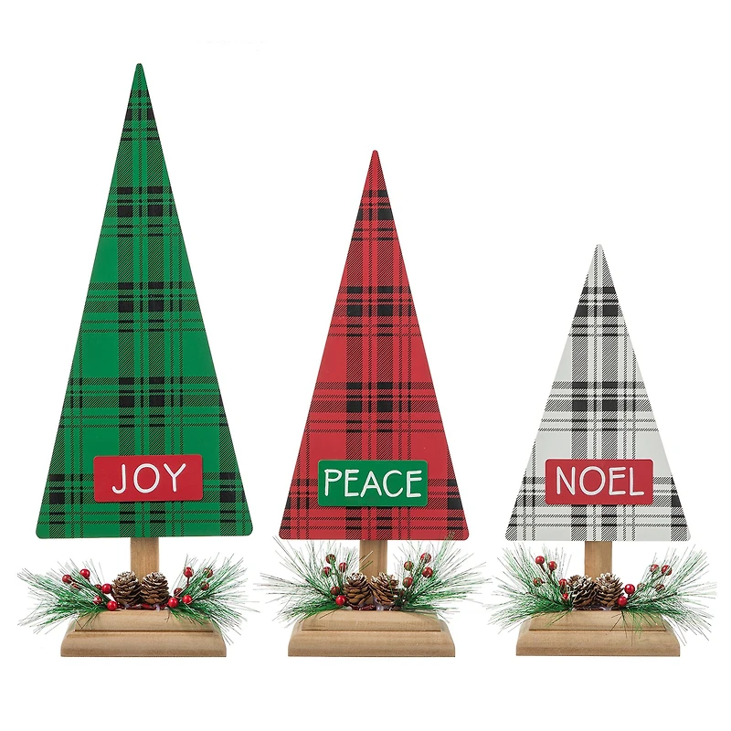 Glitzhome® Christmas Plaid Table Tree Set