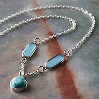 Turquoise Glass Oval Connectors, 21mm by Bead Landing™