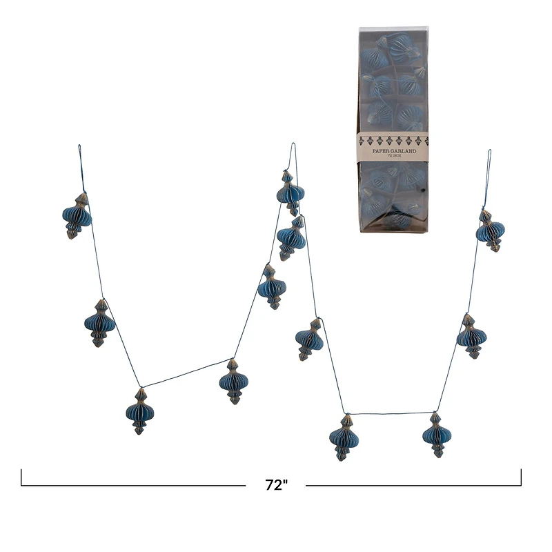 Hello Honey® 6ft. Handmade Recycled Paper Honeycomb Finial with Gold Glitter Garland