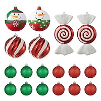 Glitzhome® 18 Pack Whimsical Red & Green Deluxe Large Ornaments