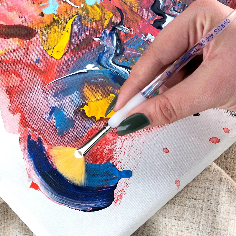 Soft-Grip Golden Taklon Fan Brush, Size 2