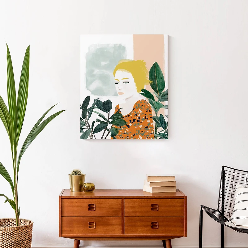 Lady in the Leaves Canvas Wall Art