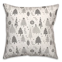 Gray Tree Ornament Pattern 18" x 18" Spun Poly Pillow