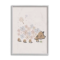 Stupell Industries Dandelion Flower Hedgehog Wall Art in Gray Frame