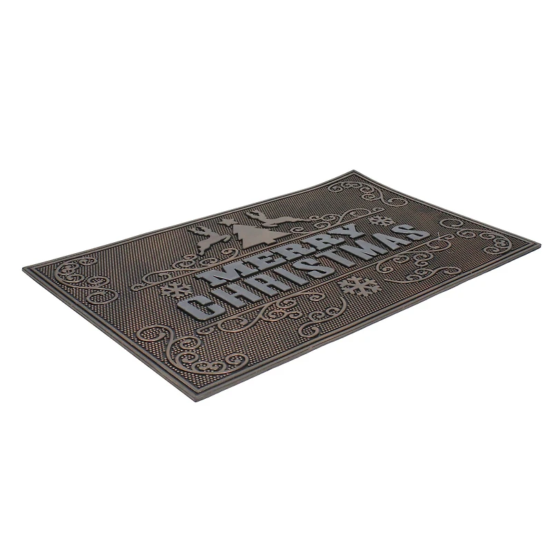 Gold & Silver Reindeer Merry Christmas Doormat