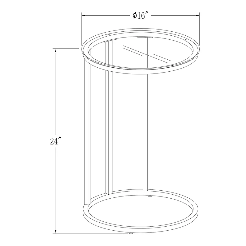 16" Gold Round C Table with Glass Top