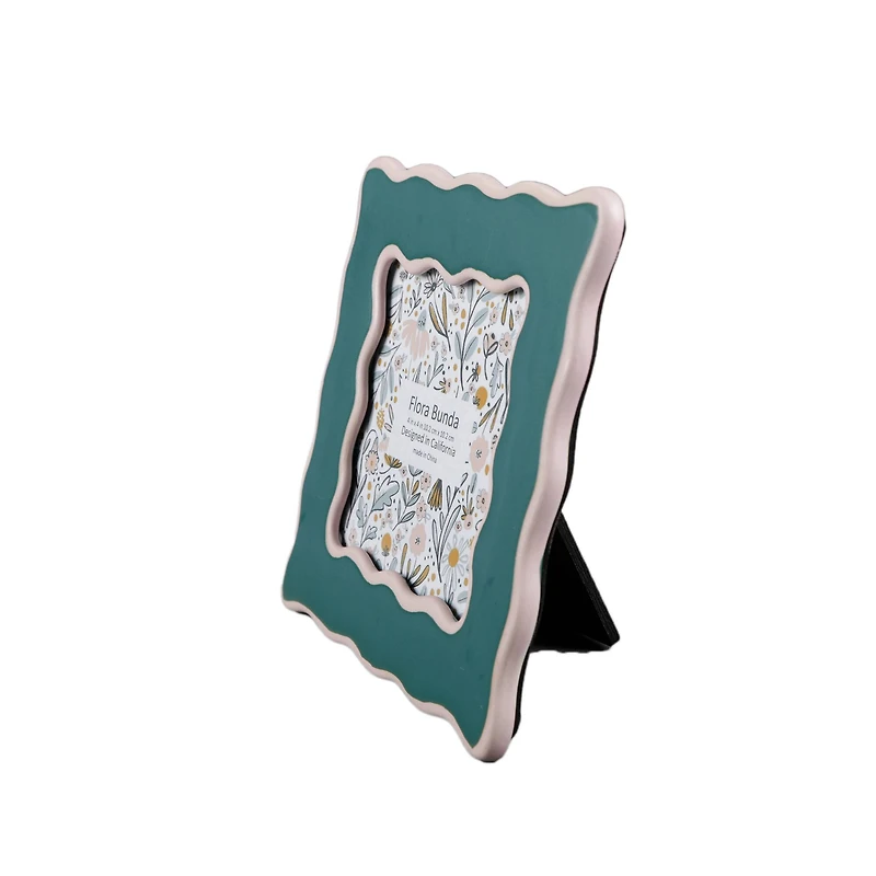 Flora Bunda® 4" x 4" Two Tone Teal Wavy Ceramic Frame