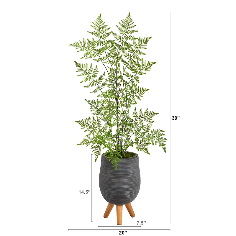 3ft. Ruffle Fern Tree in Gray Planter with Stand
