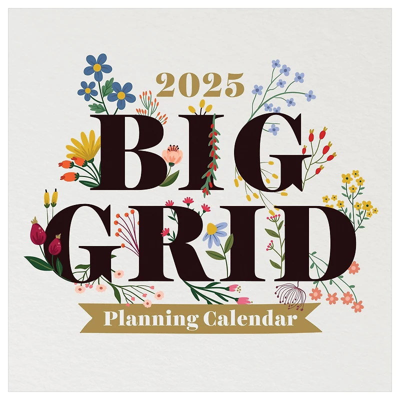 TF Publishing 2025 Big Grid Floral Wall Calendar
