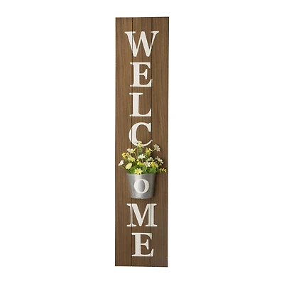 Glitzhome® 3.5ft. Welcome Porch Sign with Metal Planter