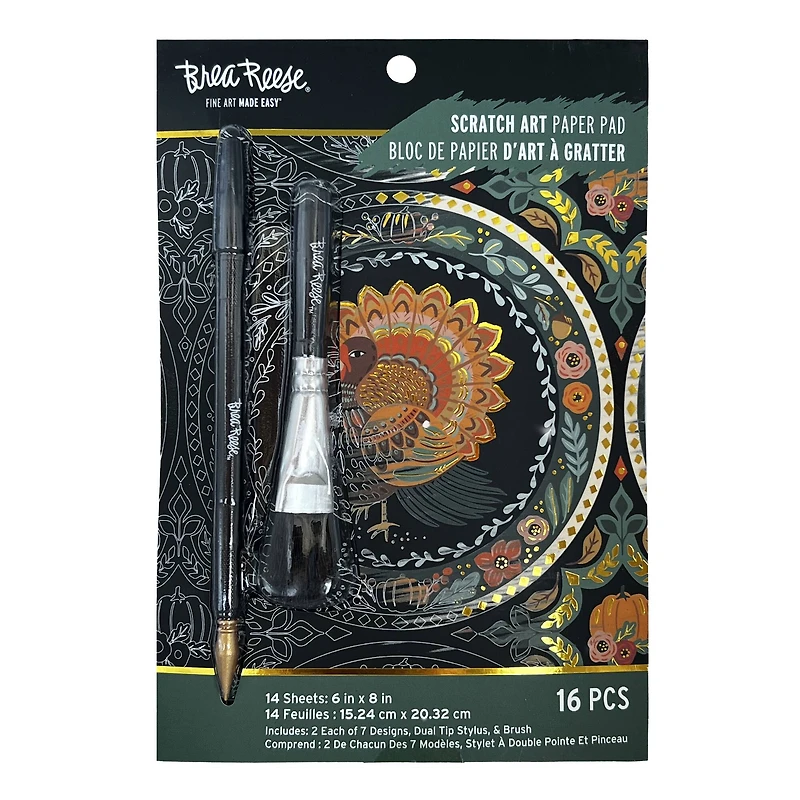 Brea Reese™ 6" x 8" Turkey Tales Scratch Art Paper Pad