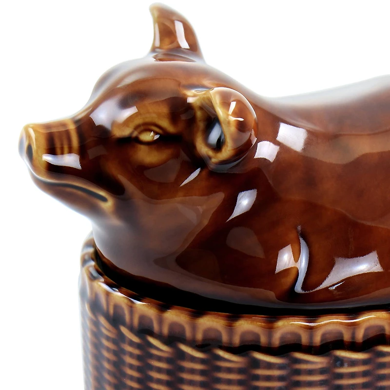 Martha Stewart 6" Brown Ceramic Pig Oval Baker