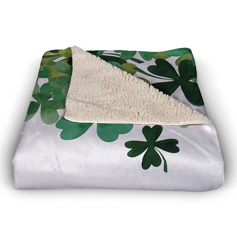 Irish Kisses Shamrock Wishes Blanket 50" x 60" Sherpa Fleece Blanket