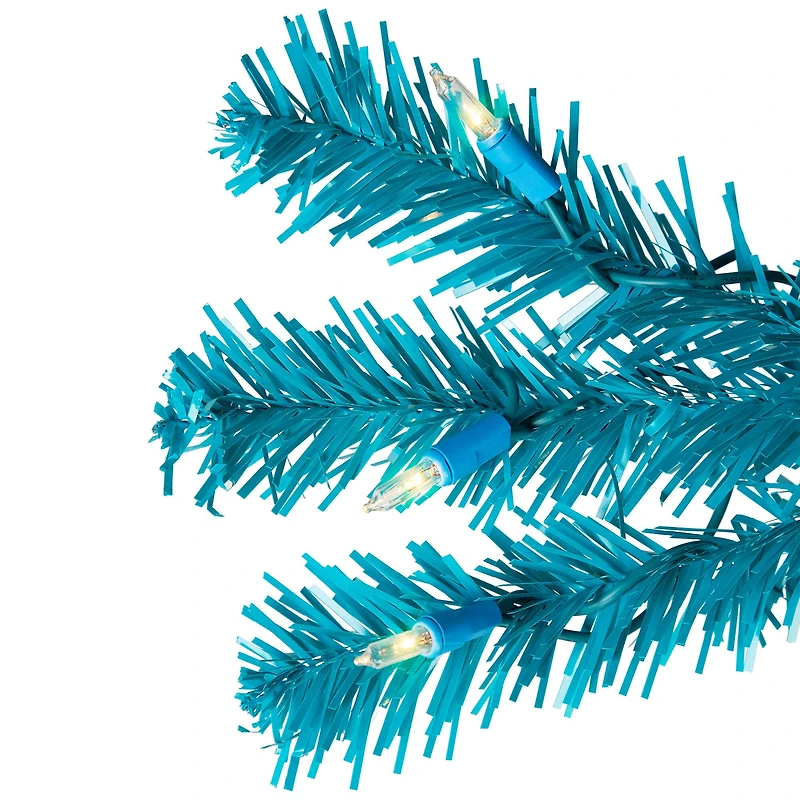 7ft. Pre-Lit Medium Turquoise Pine Artificial Christmas Tree, Clear Lights
