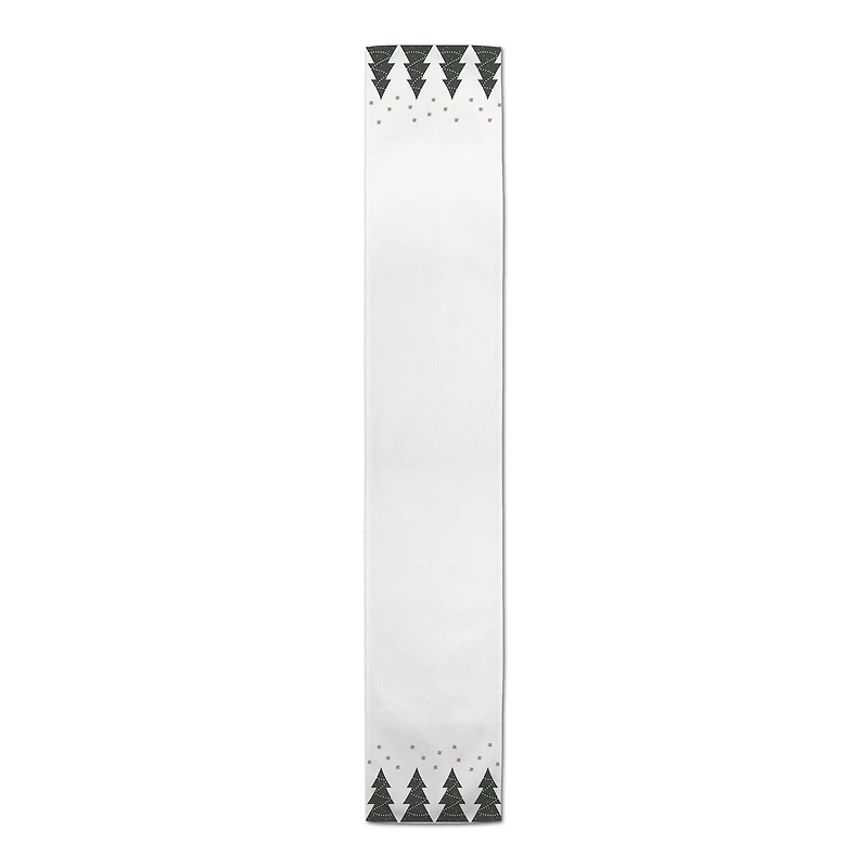 72" Christmas Tree Snow Twill Table Runner