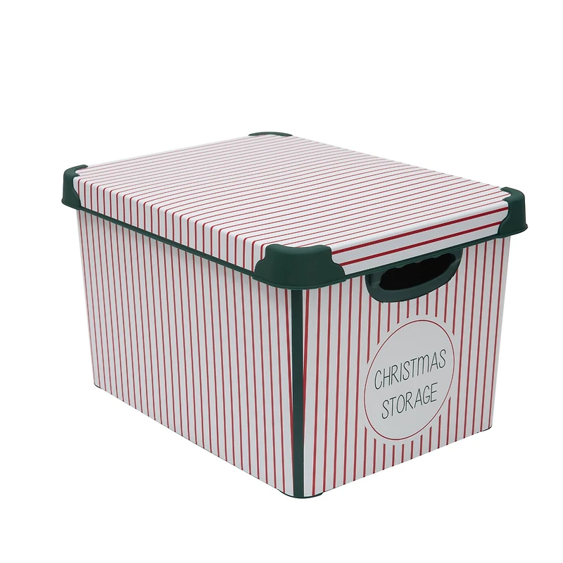 Simplify Christmas Stripe Design Green Ornament Storage Tote Bin