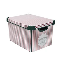Simplify Christmas Stripe Design Green Ornament Storage Tote Bin